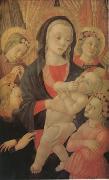 The Virgin and Child Surrounded by Four Angels (mk05) Master of The Castello Nativity